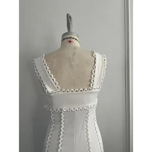 Anthropologie x BHLDN - White Sleeveless Midi Dress with Scalloped Edges, Size S - Picture 9 of 12